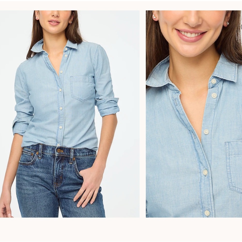 J. Crew Blue Button Down Shirt with Cuffed Sleeves